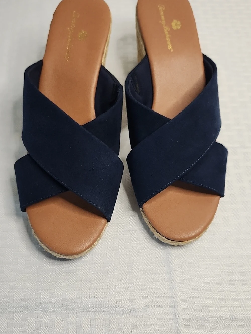 Tommy Bahama Navy Espadrille Wedge Sandals size 9.5